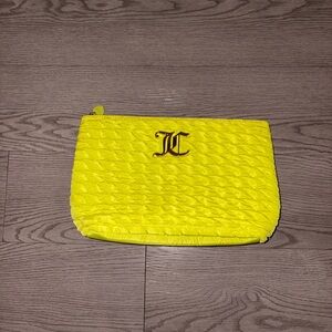 Juicy Couture Yellow Quilted Pouch with Pink Lining